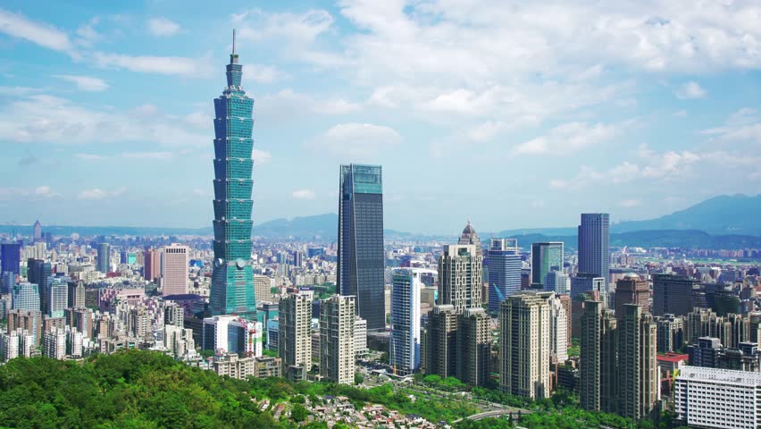 Taipei, Taiwan Skyline With The Famed Taipei 101 Skyscraper. Stock ...