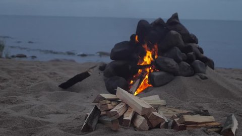 Fireplace On The Beach Northern Stock Footage Video 100 Royalty