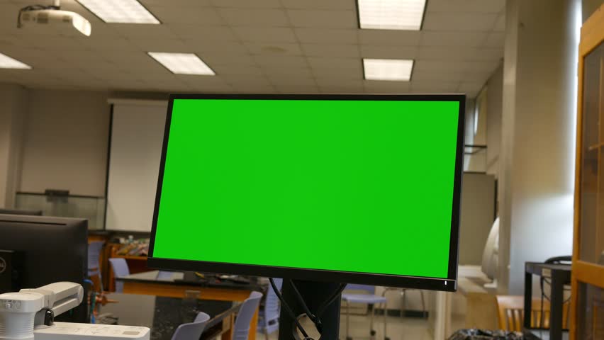 Projection Screen With A Green Background In The Classroom ...