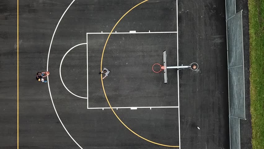 Boys Playing Basketball Birds Eye View Stock Footage Video 32394088