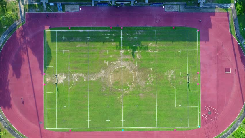 Aerial View. Football Field as Stock Footage Video (100% Royalty-free