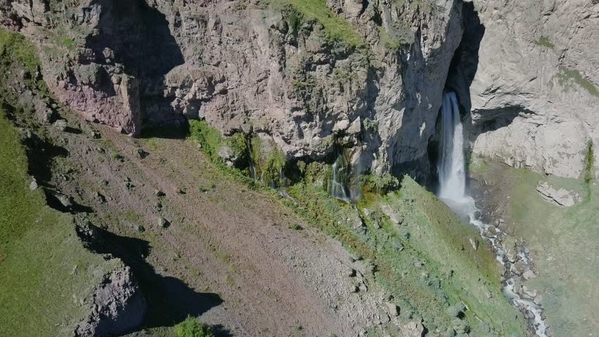 Elbrus From The North Sultan Waterfall On Kyzyl Su River Aerial Elbrus From The North Sultan Waterfall On Kyzyl Su River Aerial