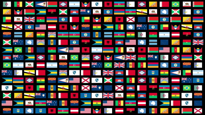 Flags of the World Animation Stock Footage Video (100% Royalty-free