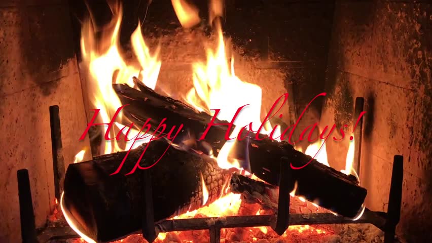 Roaring Fireplace With Red Holiday Stock Footage Video 100