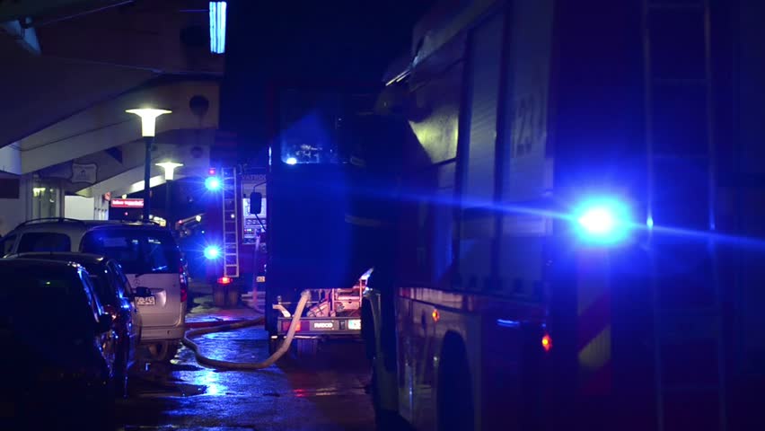 Fire Fighting Vehicle Stock Footage 4k And Hd Clips Hd00 18fire Truck Lights Flashing At Night Firefighters Fighting Fire