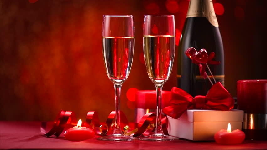 Valentines Day Romantic Dinner. Date. Stock Footage Video (100% Royalty