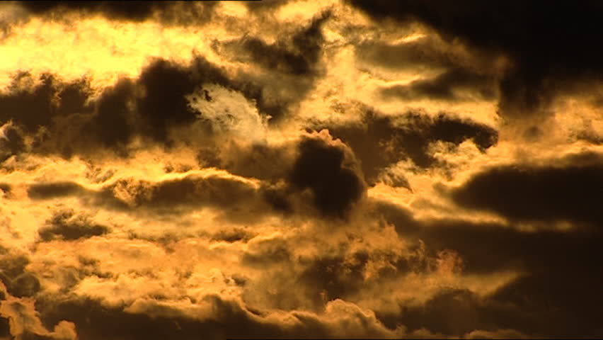 Time Lapse, Storm Clouds Glow, Yellow From Rays Of Late Afternoon Sun ...