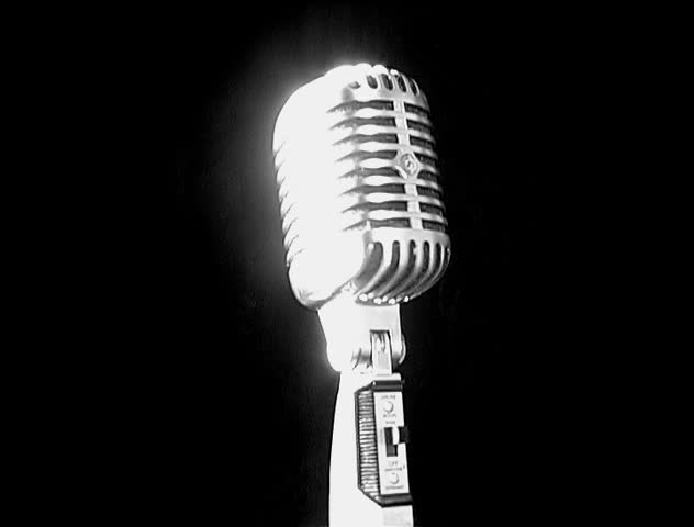 Vintage Microphone Loop Rotate On Black Background Stock 