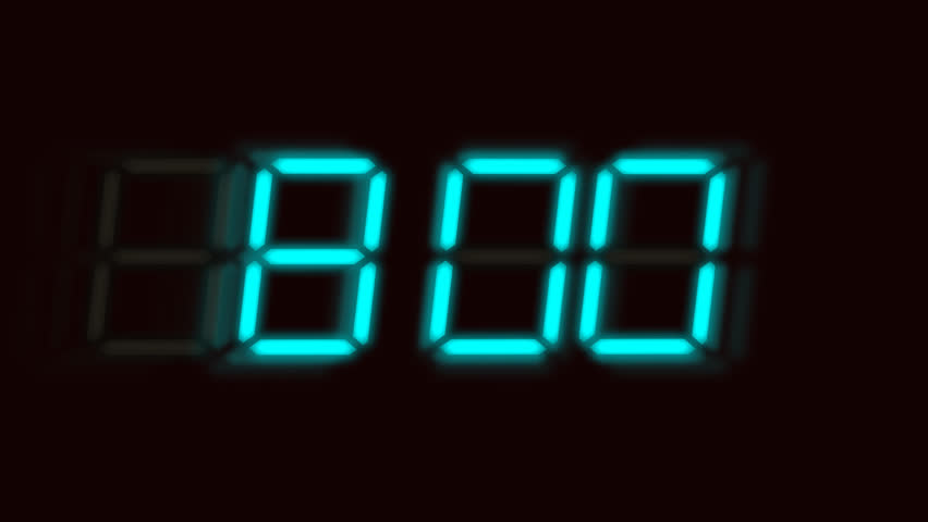 Digital Countdown Timer In Blue Color Over Black Background. Stock ...