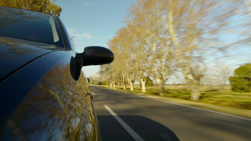 Need journey. Mount the Camera on the Front of the car. Out Drive. Sky reflection in the Windscreen of the Lamborghini.