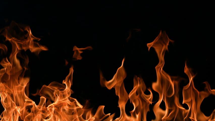 Flames Burning On Black Background, Stock Footage Video (100% Royalty