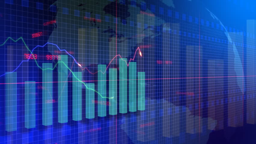 Abstract Animation Of Bar Charts And World Map In Background. Seamless ...