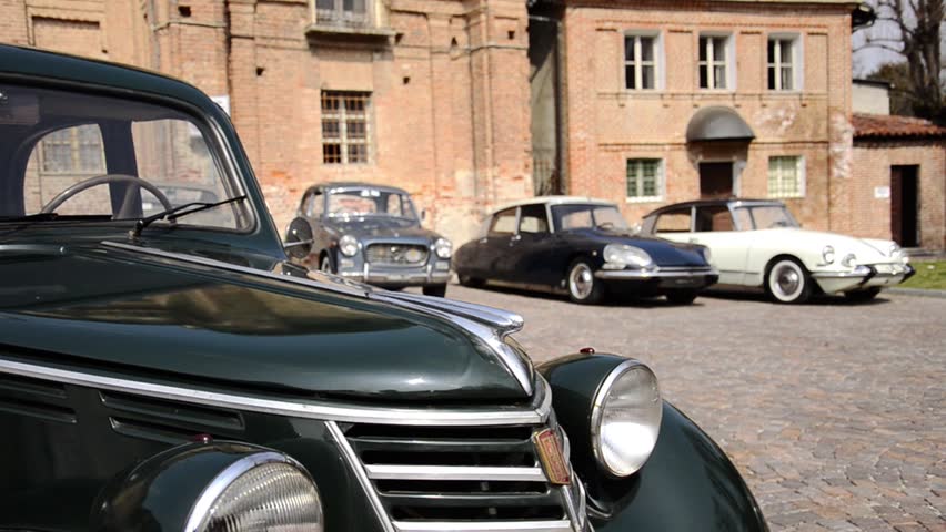 Vintage Cars and Ancient Building Stock Footage Video (100% Royalty