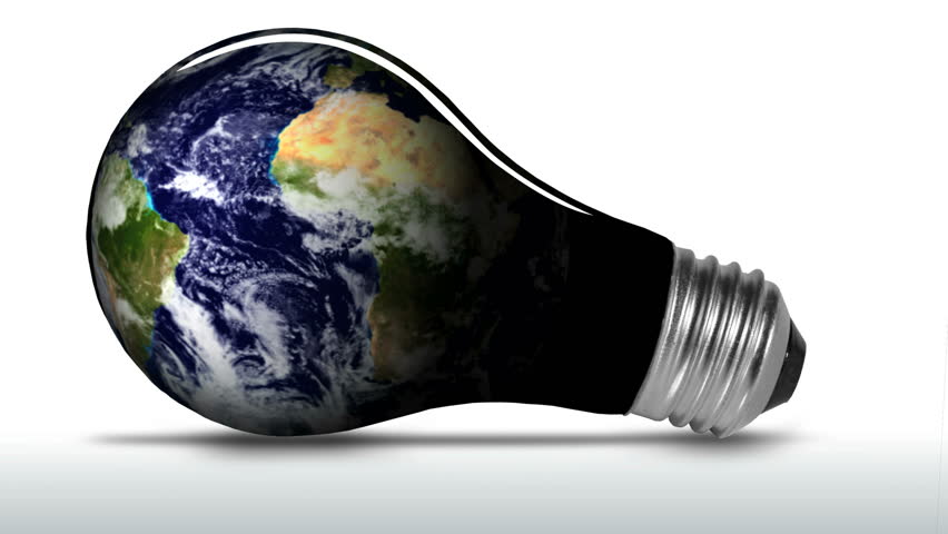 Digital Animation Of A Light Bulb With The Earth In It Stock Footage ...