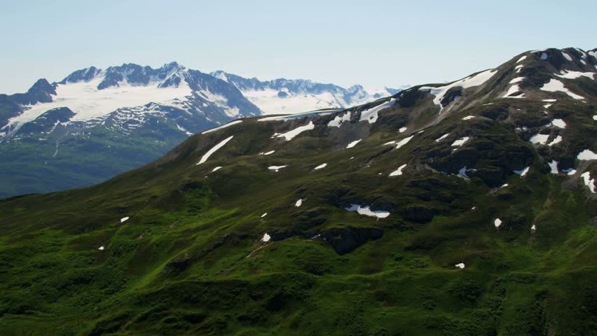 Aerial View Mountain Ridges Summer Snow, Alaska - Aerial View Mountain ...