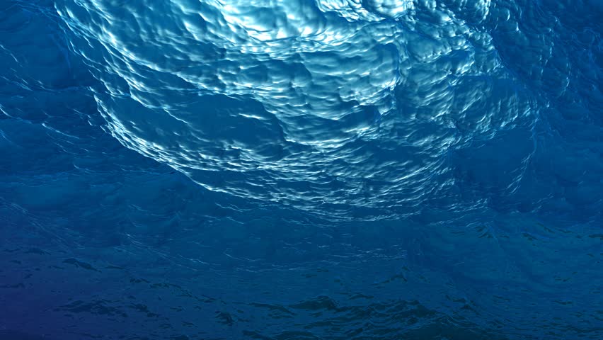 4K - Quality Looping Animation Of Ocean Waves From Underwater, Diving