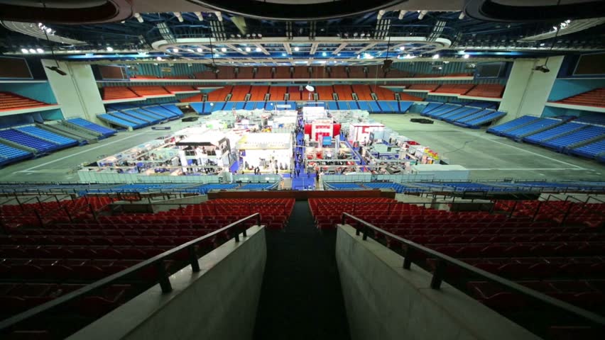 MOSCOW, RUSSIA - AUG 5, 2012: Inside Olympiysky Sports Complex. Olympic ...