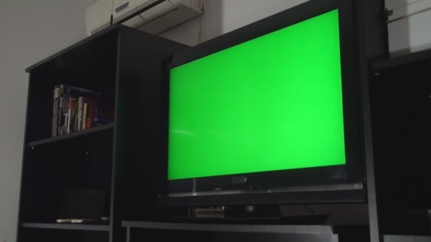 Green Screen Tv In A Living Room Still Side Shot