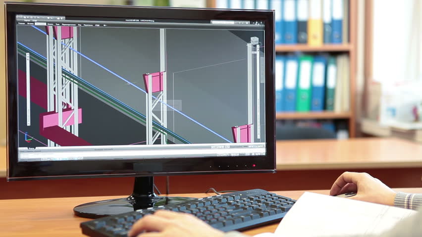Construction Engineer Working Place With 3D Model In Computer And ...