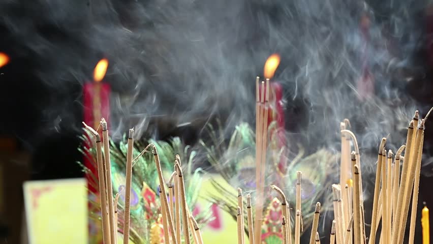 Close up of Burning Incense Stock Footage Video (100% Royalty-free ...