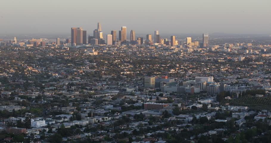 Aerial View Los Angeles Downtown American Busy City Neighborhood Suburb ...