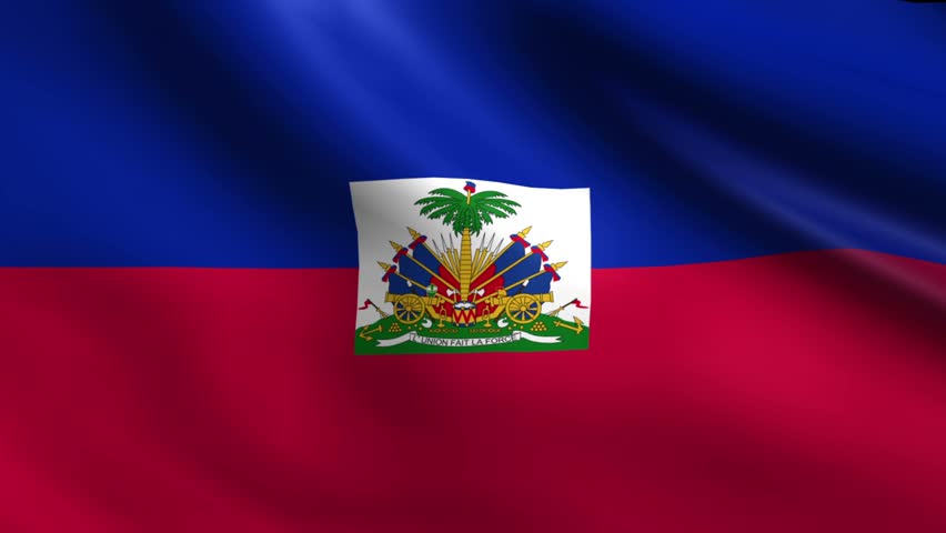 Haiti Flag Waving Seamless Loop In 4K And 30fps. Haitian Loopable Flag