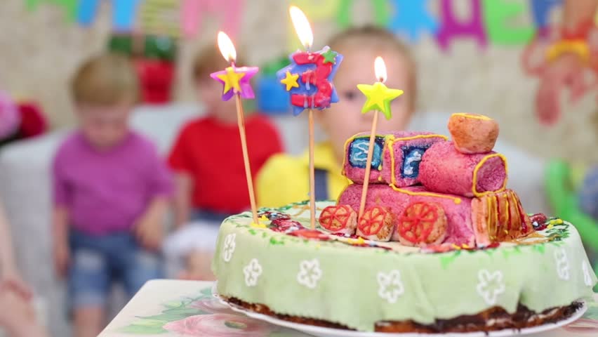 Birthday Cake With Three Candles Stock Footage Video 100 Royalty