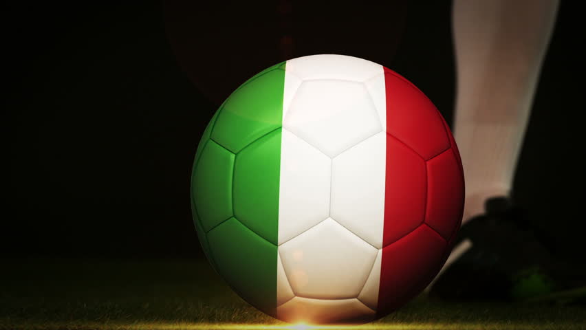 Football Player Kicking Italy Flag Stock Footage Video (100% Royalty ...