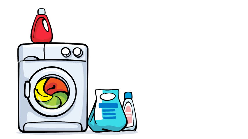 Cartoon Washing Machine Working Loopaple Animation With Alpha Channel