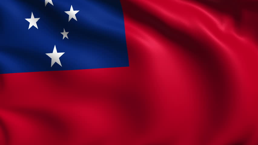 Flag Of Samoa Slow Motion Waving Rendered Using Official Design And