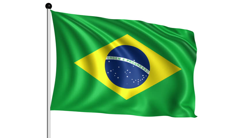 Seamless Looping High Definition Video Of The Brazilian Flag Waving On ...