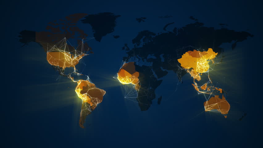 Political World Map Animated Loop. A Random Selection Of 100 Countries ...