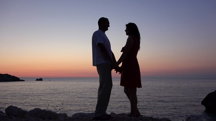 Couple Kissing At Sunset On The Seashore Stock Footage Video 3879152 ...