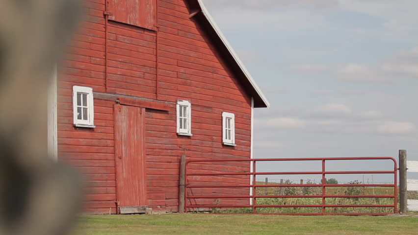 Classic Red Barn Revealed By Stock Footage Video (100% Royalty-free ...