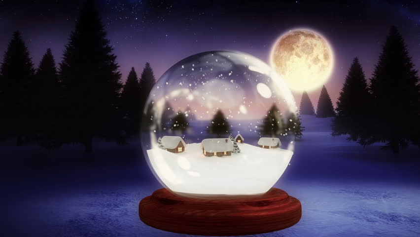 Looping 3d Rendering Of Christmas Snow Globe Snowflake With Snowfall ...
