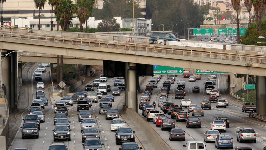 Los Angeles California - Circa November 2014.Overhead View Of Traffic ...