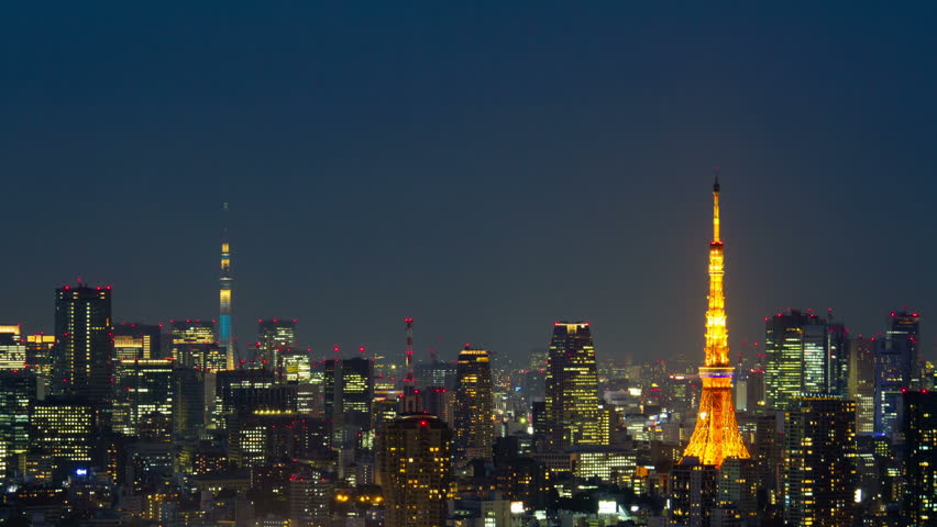 Timelapse View Of Tokyo City From Night To Sunrise Stock Footage Video ...