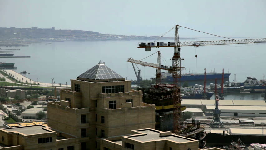 Large Complex On Columbia River Near Rainier Oregon Construction Site Of City Baku Azerbajdan With New Hotels And