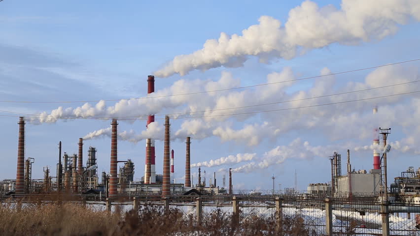 Industrial Oil Refinery On A Cold Winter Day. HD 1080p. Stock Footage ...