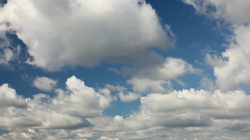 Time Lapse Clip Of White Fluffy Clouds Over Blue Sky Stock Footage ...