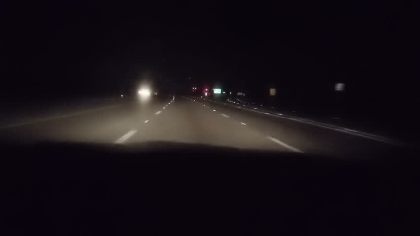 Night Car Trip On The Highway Seen From The Car Stock Footage Video ...