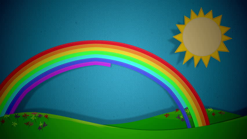 Cute Cartoon Animation Of Colorful Rainbow With Some Clouds Over The ...