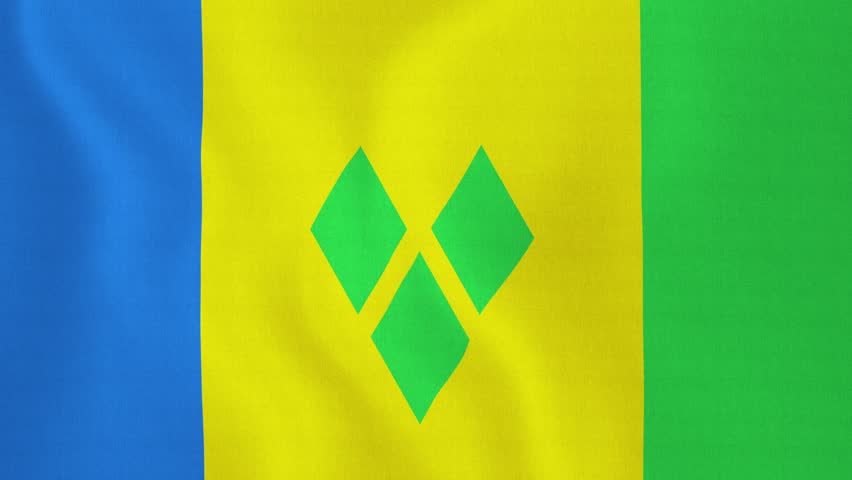 Flag Of Saint Vincent And The Grenadines Waving In The Wind With ...