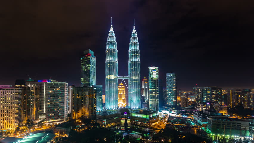  Malaysia  Famous Towers Night Light View 4k  Time Lapse From 