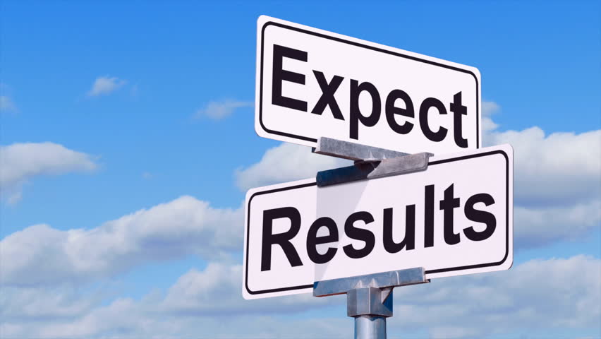 Stock video of expect results street sign with fluffy 
