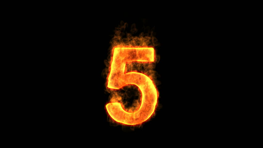 Burning Numbers 5,flames On Black Background. Stock Footage Video ...